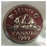 1969 Canada Proof-Like 5 Cent Coin