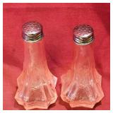 Pair Of Pink Glass Salt & Pepper Shakers