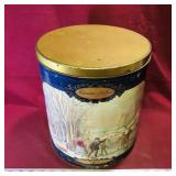 Large Currier & Ives Tin Container (Vintage)