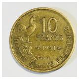 1951 France 10 Francs Coin