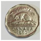 1950 Canada 5 Cent Coin