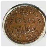 1942 Newfoundland One Cent Coin