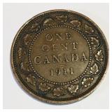 1911 Canada GRV VF20 One Cent Coin