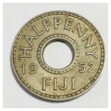 1952 Fiji Half-Penny Coin