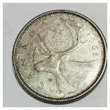 Silver 1965 Canada 25 Cent Coin