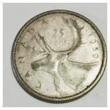 Silver 1959 Canada 25 Cent Coin