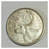 Silver 1962 Canada 25 Cent Coin