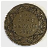 1916 Canada GRV VF20 One Cent Coin