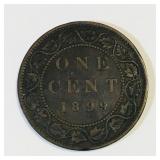 1899 Canada VRI F12 One Cent Coin