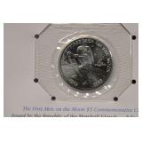 First Man on the Moon Commemorative 5 Dollar Coin