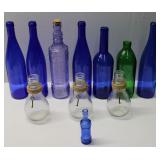 Blue  * Green * Purple Bottles Home Decor