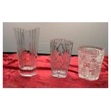 Heavy Lead Crystal Vases set 3 13" Tall