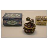 Metal Enameled Ring Boxes set of 3