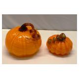 Art Glass Pumpkin Decor set of 2 8" R