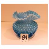 Fenton Blue Opalescent Ruffle Edge Vase