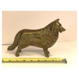 Vintage Brass dog collie heavy figurine