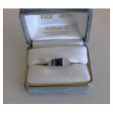 14K White Gold Blue Sapphire Ring