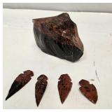 Black & Mahogany Obsidian + Arrowheads