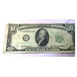 1950 Ten Dollar $10 Old US Currency GREEN NOTE