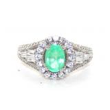 NO RESERVE 2.50 Ct  Silver Emerald Sapphire Rings