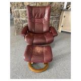 Stressless Leather Recliner & Ottoman