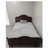 ANTIQUE FULL SIZE BED WITH HEADBOARD, CURVED FOOTB