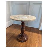 OCCASIONAL MARBLE TOPPED PEDISTAL TABLE