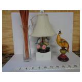 Collectible Lamp, Vase & Bird