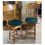 Bar Stools (2) Swivel Seats W18 H42 D16