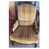 MCM Gold Green Velvet Stripe Arm Chair