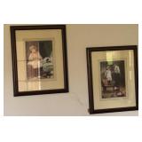 Victorian Little Girl Framed Prints 12 x 15 Pair