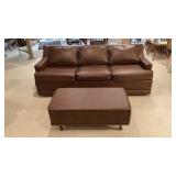 Leather Like Couch / Hide-A-Bed w/Ottoman