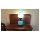 Fenton Blue Poppy Gone with the Wind Globe Lamp