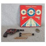 Wyandotte Crack Shot Tin Dart Pistol & Tin Range