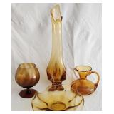 Vintage Amber Blown Glass Lot Rainbow Viking