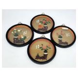 (4) Vintage Imitation Jade Shadow Box Wall Plaques