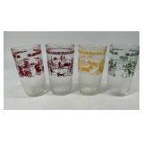 (4) Hazel Atlas Sour Cream Glasses Old Timey Stree