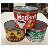 Advertising Coffee Tins (3) - Monarch, Manor