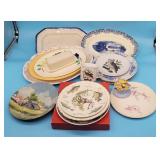 Vintage Decorative Plates, Butter Dish, Platters