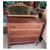 Solid Wood 3 Drawer Dresser w Mirror Vanity Top