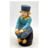 Vintage Cast Iron Coin Bank - Boy on Barrel