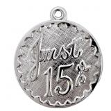 Circular "Just 15" Pendant/Charm Sterling Silver