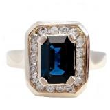 STUNNIING Sapphire & Diamond Halo Ring 14k Gold