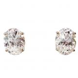5 Carat White Diamante Stud Earrings 14k Gold