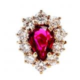 1.5 CTW Ruby & Diamond Halo Ring 14k Gold