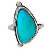 3 Carat Turquoise Fancy Cabochon Ring