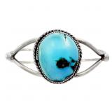 10 CT Turquoise Sawtooth Bezel Set Cuff Bracelet