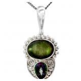 Labradorite & Mystic Topaz Pendant Sterling Silver