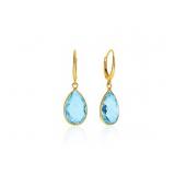 14k Gold & Blue Topaz Pear Briolette Earrings