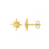 14K Yellow Gold  North Star Diamond Earrings